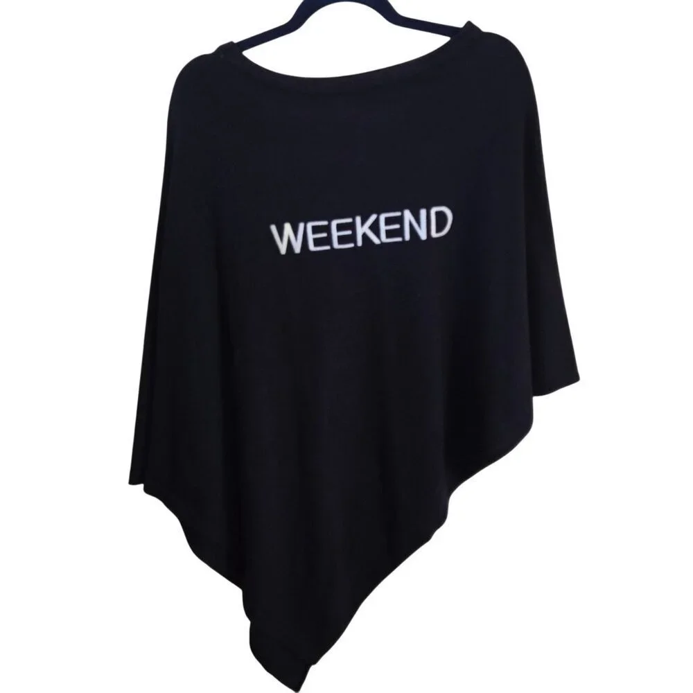 Boardwalk Ponchos 100% Cotton Weekend Embroidered Assymetric Poncho One Size
